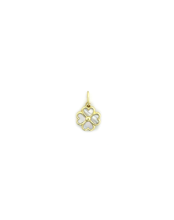 Small 14K Gold Mother of Pearl Clover Charm