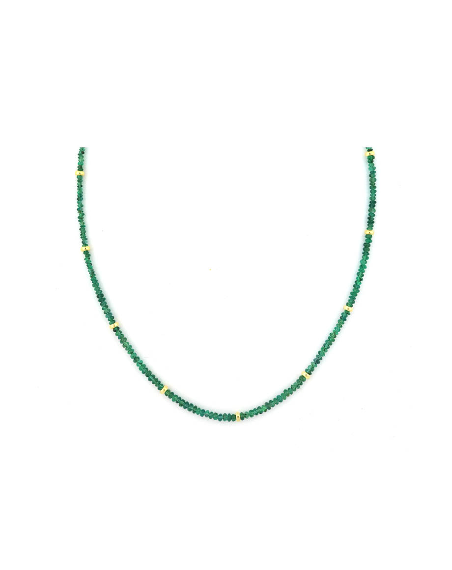 2mm Emerald Cabochon Rondelle Necklace