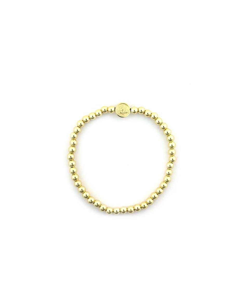 Mini 14K Gold Guardian Angel Gold Bead Stretchy Bracelet