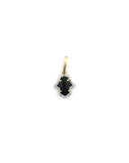 Mini 14K Gold Puffy Onyx Diamond Hamsa Charm