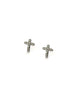 Tiny Silver Cross Diamond Studs