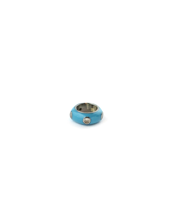 Mini Silver Turquoise Enamel Dotted Diamond Spacer
