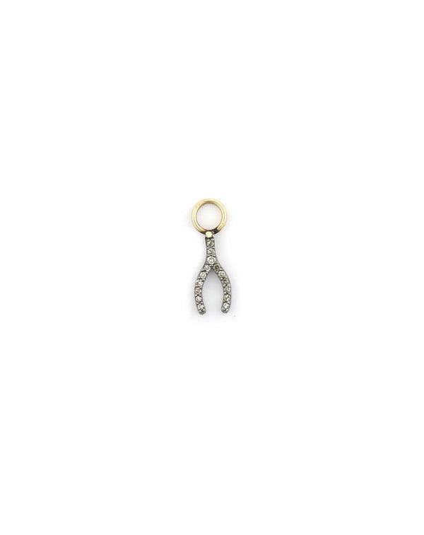 Tiny Silver Diamond Wishbone Earring Charm