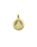 14K Gold Miraculous Mary Round Coin Pendant