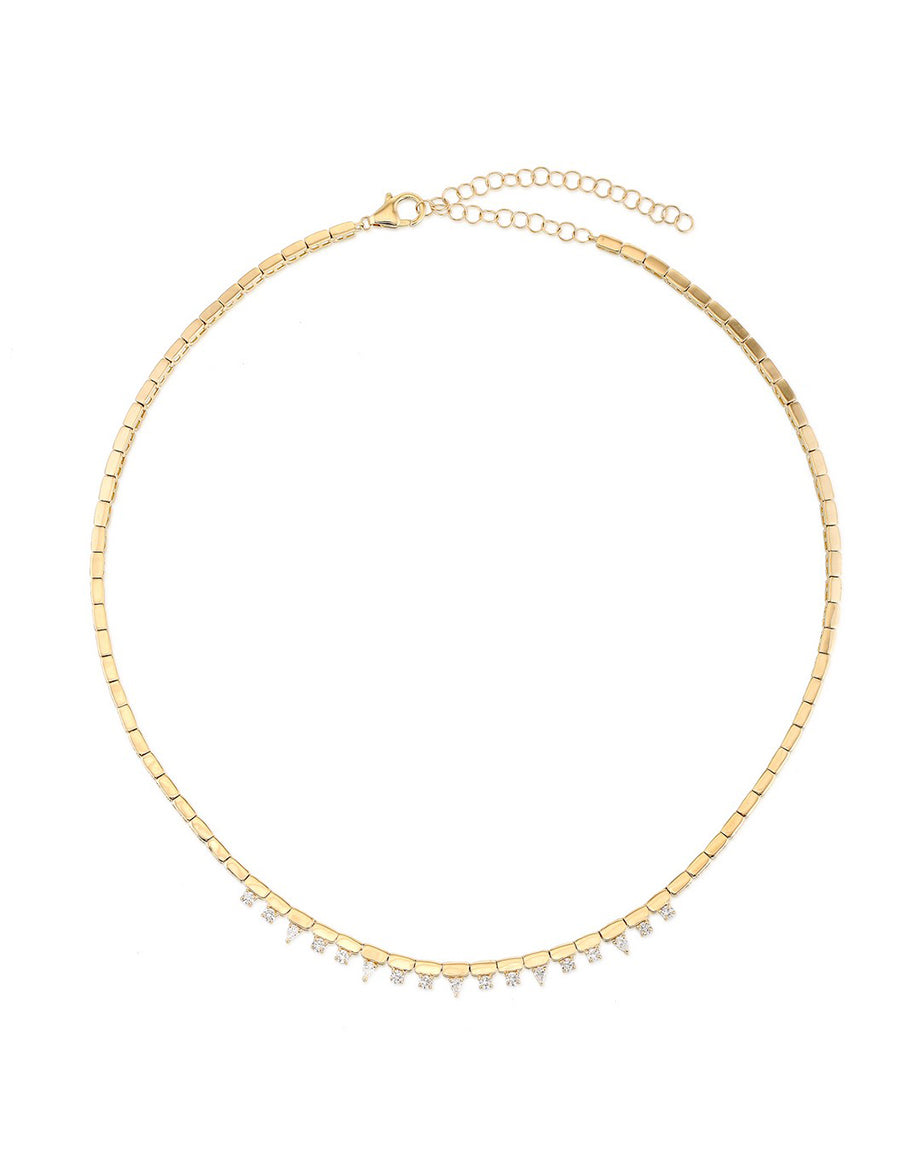 14K Gold Mix Shape Diamond Segmented Bar Necklace