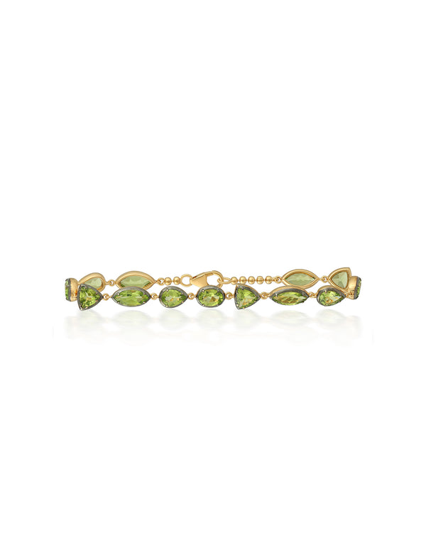 Two Tone Mix Shape Peridot Tennis Bracelet
