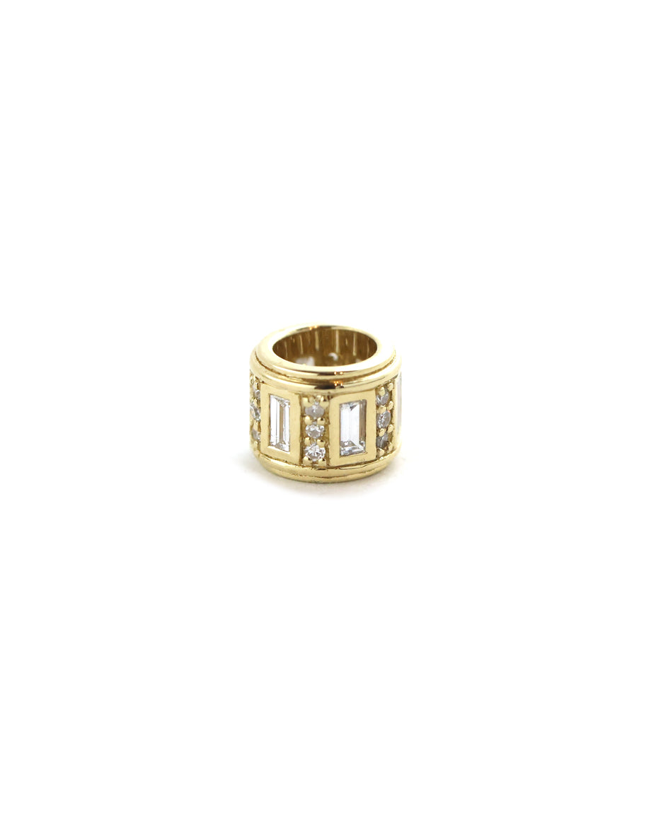 14K Gold Mixed Diamond Barrel Spacer