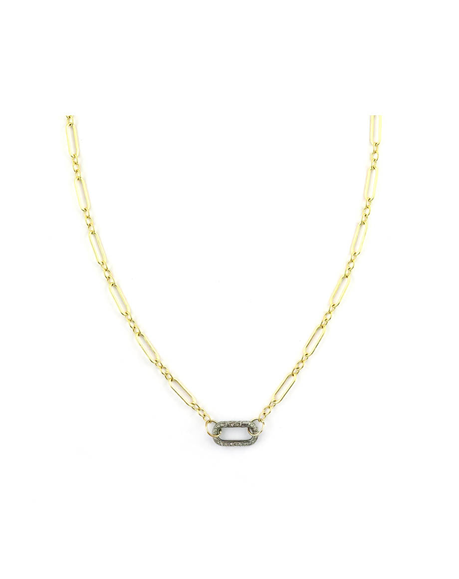 Luxe Lexi Lock Necklace: Gold-Filled Mixed Paperclip Link