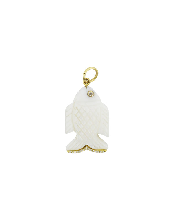 14K Gold Carved Mother of Pearl Fish