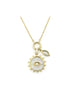 14K Gold Mother of Pearl Evil Eye Double Charm Necklace