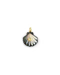 14K Gold Diamond Star Black Mother of Pearl Clam Charm