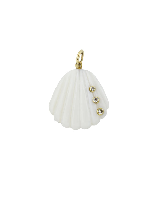 14K Gold Mother of Pearl Carved Shell