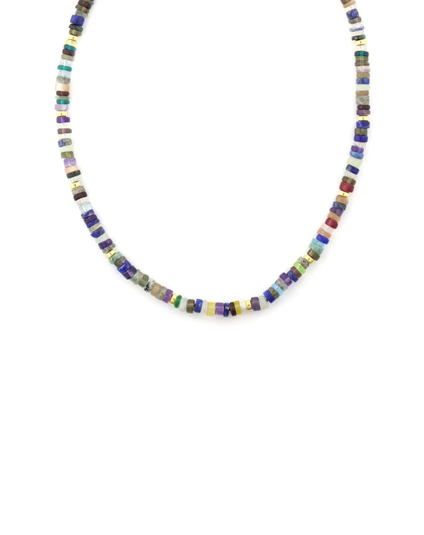 5mm Heishi Multi Agate Rondelle Necklace