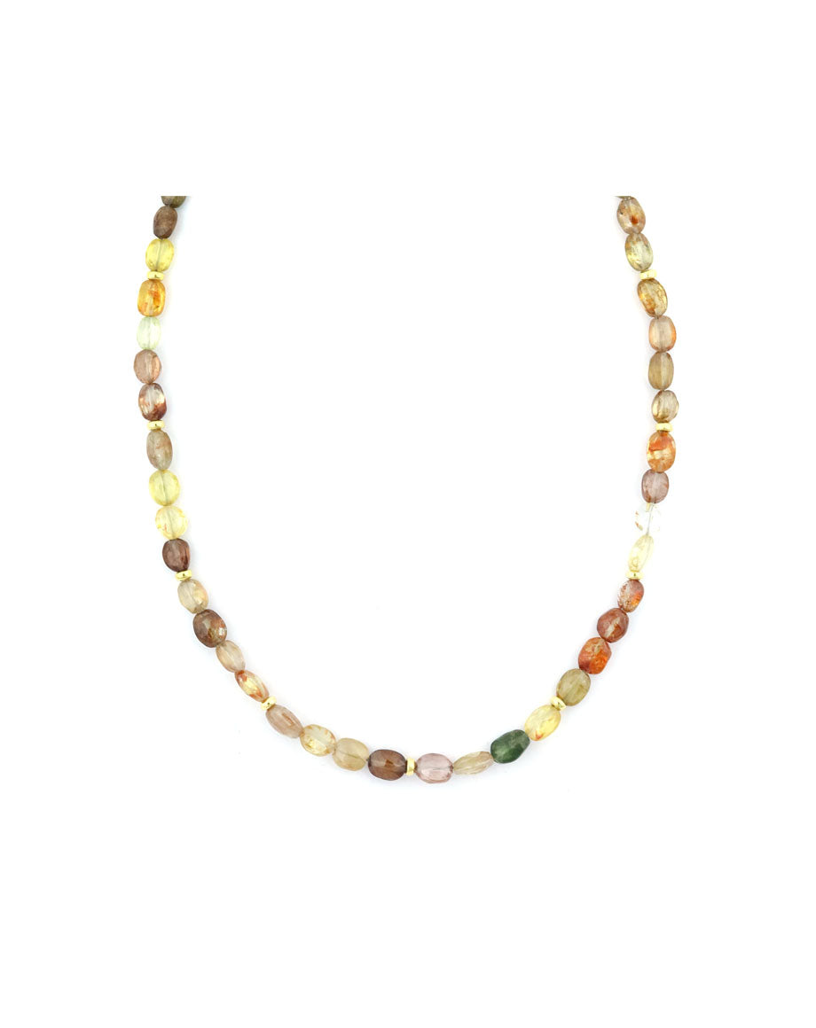 Faceted Oval Golden Zircon Mix Necklace