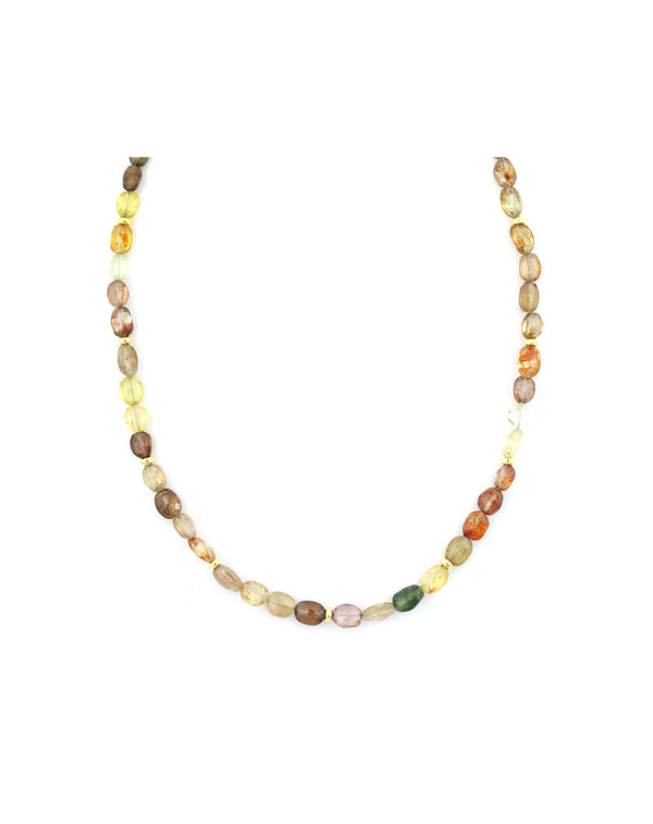 Faceted Oval Golden Zircon Mix Necklace