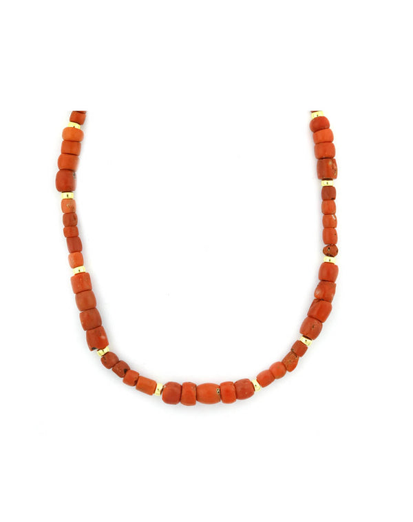 Mixed Shape Natural Coral Rondelle Necklace