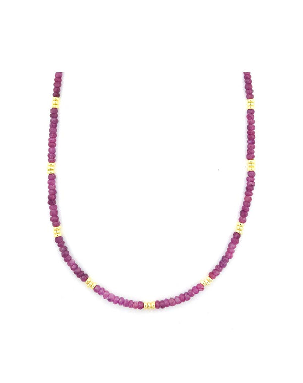 Natural Ruby Trio Rondelle Necklace