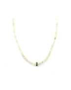 14K Gold Emerald Spacer White Zircon Necklace