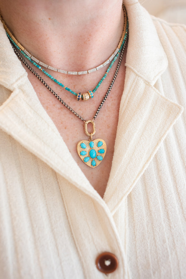 Tiny Square Turquoise Rondelle Necklace
