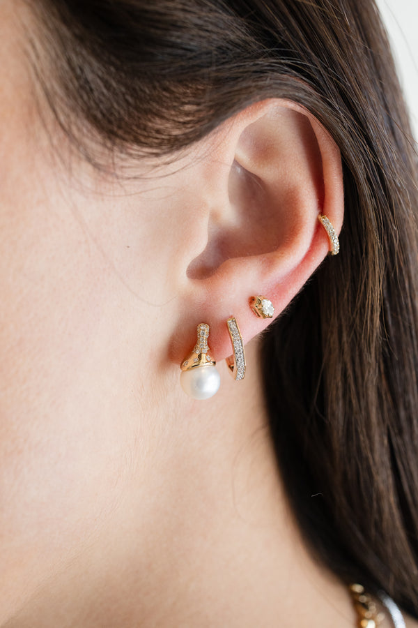 Small 14K Gold Diamond Rhombus Studs