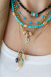 14K Gold Etched Starburst Turquoise Heart Charm Spacer