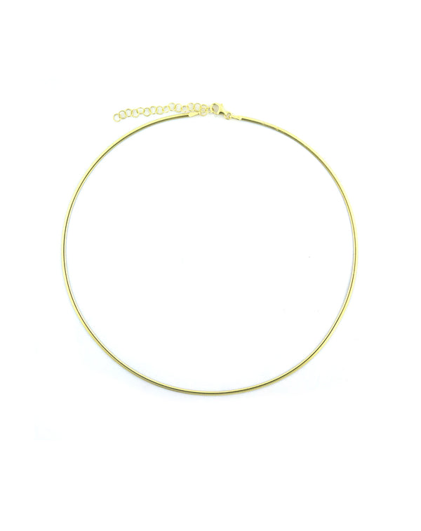 14K Gold 2mm Two Tone Reversible Omega Necklace