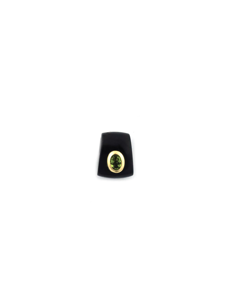 14K Gold Black Onyx Peridot Spacer Slide Charm