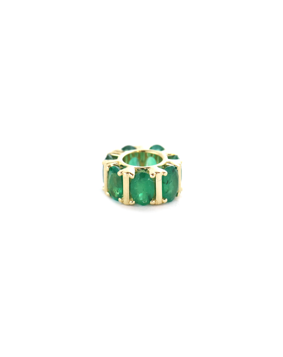 14K Gold Round Chunky Emerald Spacer