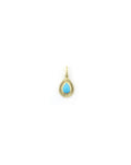 14K Gold Textured Turquoise Oval Charm