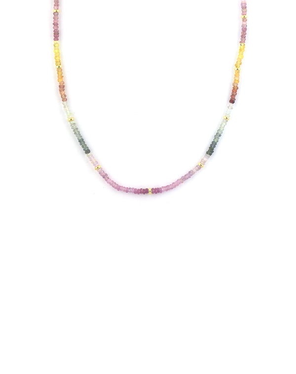 Pastel Rainbow Sapphire Rondelle Necklace