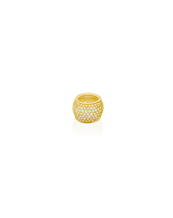 14K Gold Large Pave Diamond Donut Spacer