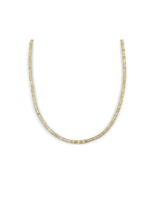 Champagne Zircon Trio Mini Pave Diamond Spacer Necklace