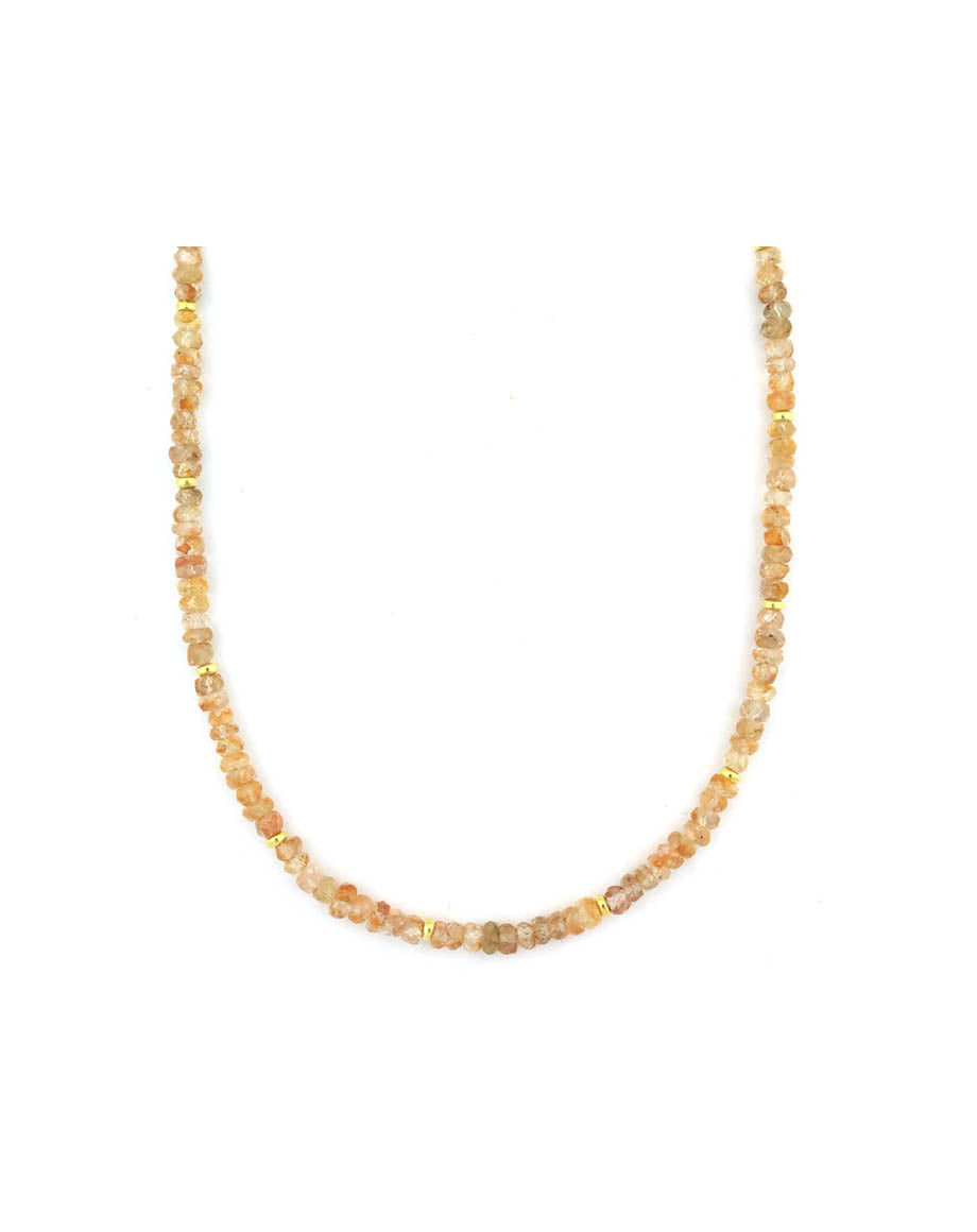 5mm Peachy Natural Zircon Rondelle Necklace