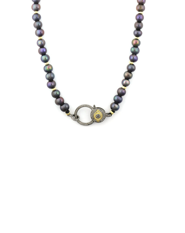 The Big Good Eye Lock Necklace: Peacock Pearls