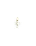 14K Gold Mini Pearl Cross Charm