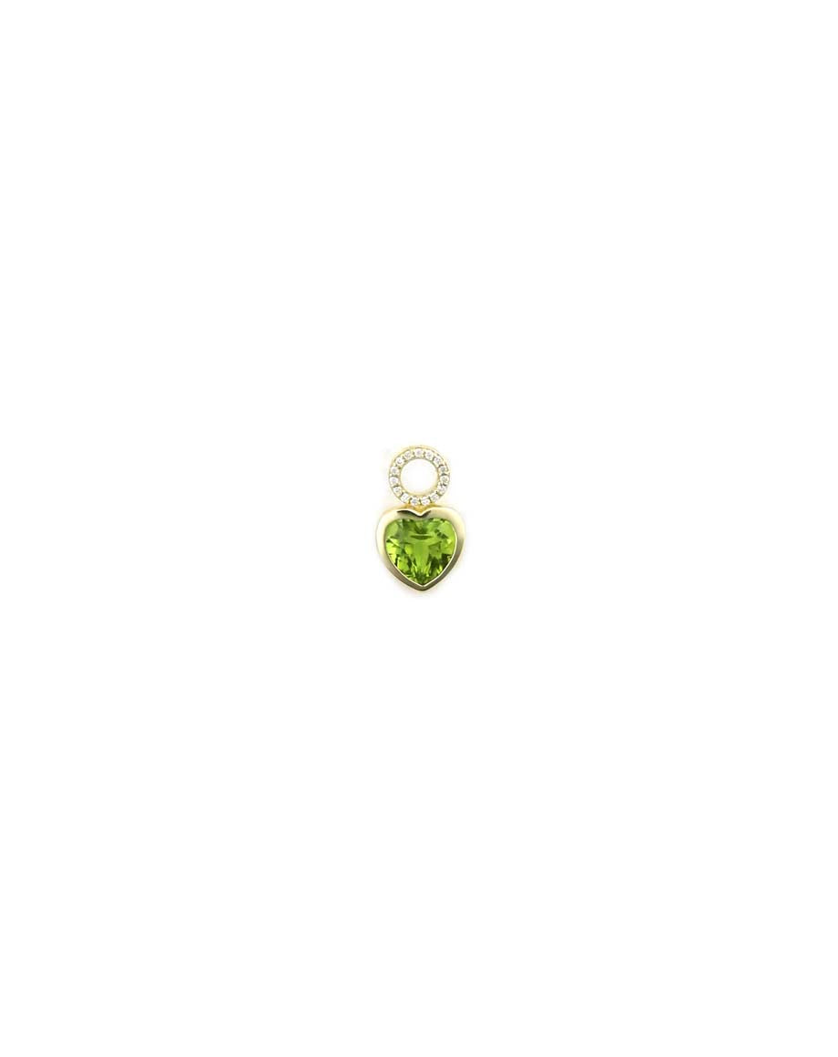 14K Gold Diamond Peridot Heart Earring Charm