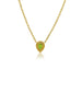 14K Gold Ridged Bezel Peridot Teardrop Necklace