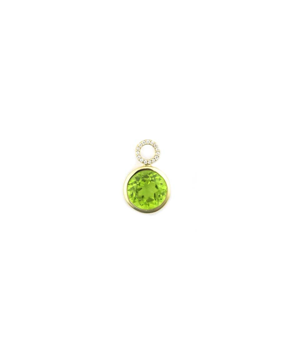 14K Gold Diamond Round Peridot Earring Charm