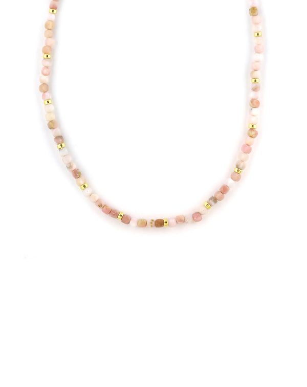 Pink Moonstone Rondelle Necklace