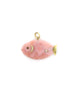 14K Gold Pink Opal Diamond Fish Charm