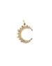14K Gold Pink Sapphire & Diamond Crescent Moon Charm