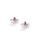 14K Gold .62ct Pink Sapphire .29ct Diamond Fanned Studs