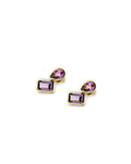14K Gold Mix Shape Amethyst Pink Topaz Studs