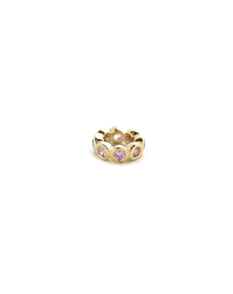 Mini 14K Gold Round Pink Sapphire Bezel Spacer