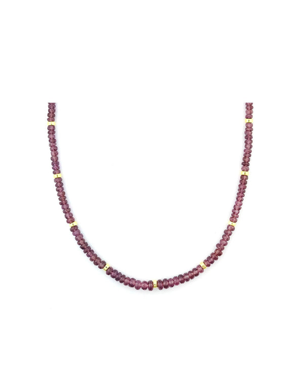 Faceted Plum Garnet Rondelle Necklace