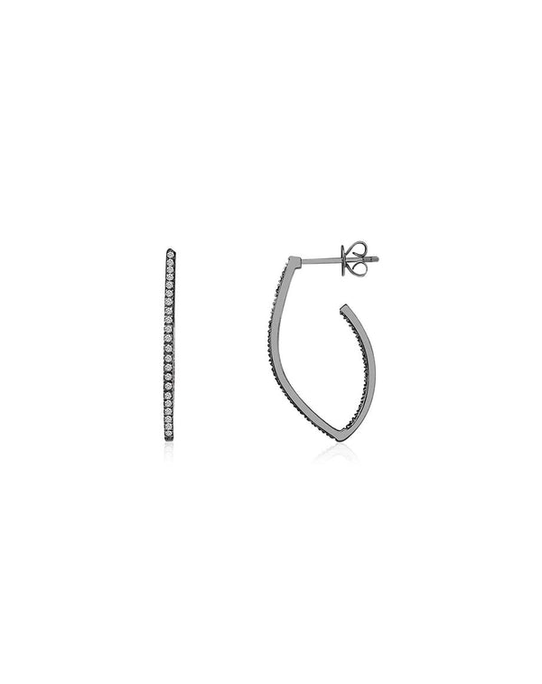 Silver Diamond Pointed Hoops
