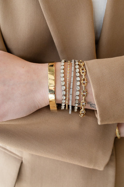 14K Gold Marinar Diamond Bar Link Bracelet