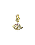 14K Gold Etched Starburst Evil Eye Charm Spacer