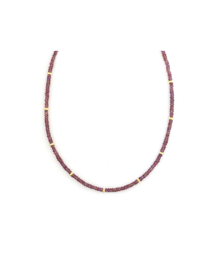 Raspberry Sapphire Rondelle Necklace