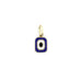 14K Gold Navy Enamel Rectangle Evil Eye Charm